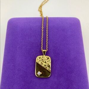 💛 Elegant Gold Plated Nugget CZ Pendant Necklace
